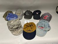 All 10 hats laid out together