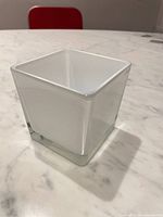 Perspective view of square frosted glass vase