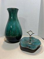 Vase and dish front view showing shape and glaze