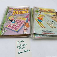 Stack of bagged Richie Rich comics with label showing 20 count