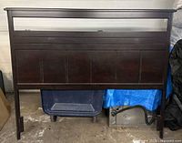 Dark brown acacia wood headboard front view