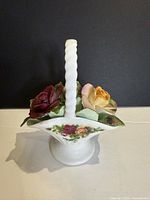 Front view of Royal Albert Old Country Roses miniature flower basket