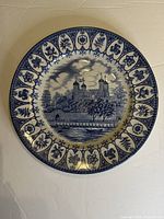 front view showing Tower of London scene and floral rim