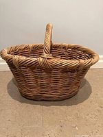 side view showing full basket profile and handle