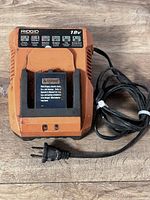 Front view of Ridgid 18V charger with cord