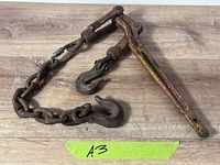 Full view of binder showing lever, chain, and hooks