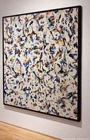 Full view of framed abstract print on gallery wall