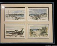 Full view of frame showing all four drawings