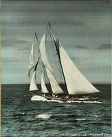 Close view of photograph detailing schooner and tint quality