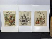 Front view of the three matted Judge magazine cover prints