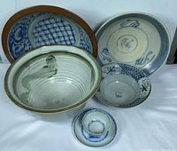 Group shot showing all six ceramic and porcelain pieces