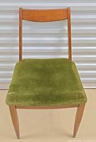 front view of chair showing seat upholstery and frame