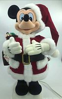 Full view of Telco animated Mickey Mouse Santa figure with sack and power cord