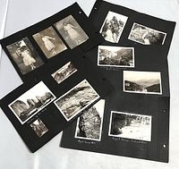 Multiple loose black scrapbook pages with mounted photos of Colorado and Utah landmarks