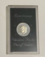Obverse view of 1972-S Eisenhower silver proof dollar in plastic holder