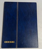 Front cover showing blue faux-leather texture, gold vertical stripe and SCOTT logo
