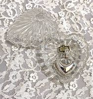 Heart crystal box opened showing pendant and chain