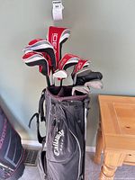 Full view of Callaway bag with clubs and headcovers