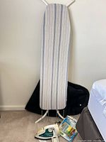 Ironing board, black garment bag, Panasonic iron, sealed garment cover set