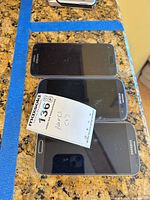 Three Samsung phones front view showing sizes and screens