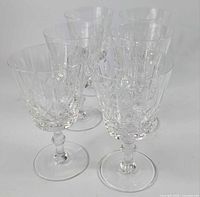 Group of six matching clear cut crystal goblets