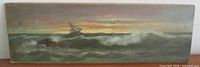 Front view of entire oil on board seascape painting