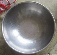 Top view showing interior and size of stainless steel bowl