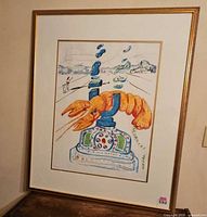 Full view of framed Salvador Dali lithograph