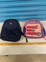 Both backpacks side by side showing size comparison and front designs