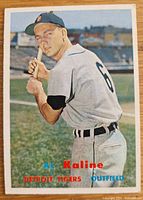 Front of 1957 Topps Al Kaline card showing player image and team details