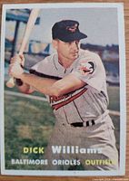 Front view of the 1957 Topps Dick Williams card