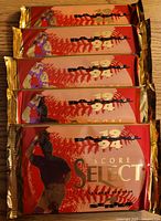 Stack of five sealed red and gold 1994 Score Select Series 1 baseball card packs