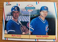 Front of 1988 Fleer Top Prospects card showing Mark Grace and Darrin Jackson images and card design