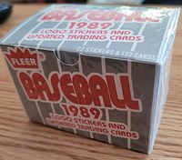 Front angled view of sealed 1989 Fleer Baseball box showing branding and contents