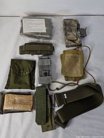 Group shot of all eight military accessories