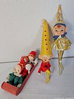 Group shot of all five elf ornaments
