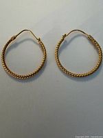 Both earrings front view showing rope design and hinged wire clasps