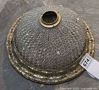 Full view of domed crystal prism lamp shade