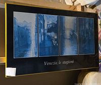 Full view of framed Venetian print showing four panels and caption