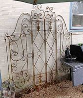 Front view of entire trellis leaning against wall