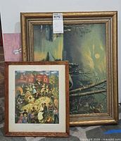 Overall view showing both framed artworks leaning together