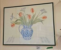 Overall view of framed print showing artwork, frame, and glass