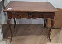 Full view of Bodart two-drawer table front and legs