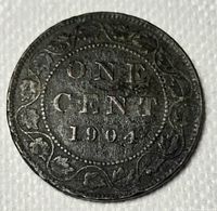 Reverse showing ONE CENT 1904 with wreath