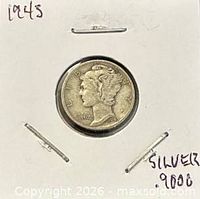 Obverse of 1943 Mercury dime in holder