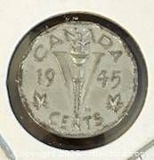 Reverse showing CANADA, large V, torch, 1945 date