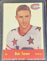 Front of Bob Turner Parkhurst card showing portrait, card number, position