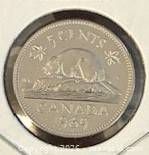 Reverse of 1969 Canadian 5¢ showing beaver design