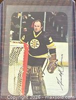 Front of 1977-78 O-Pee-Chee Gerry Cheevers glossy insert card in sleeve