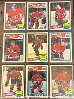 Front view of all nine Canadiens cards